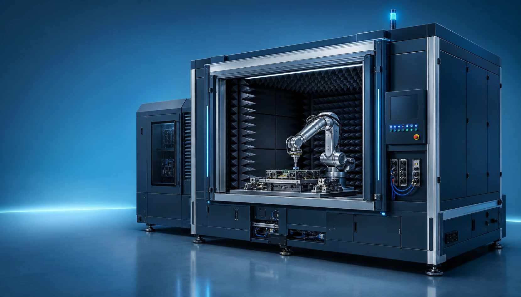 Ci-Tech integrated RF shielding, acoustic testing and robotic automation system